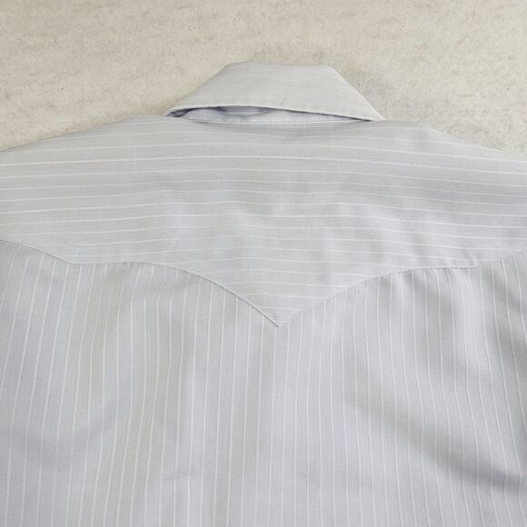 VTG Panhandle Slim Pearl Snap Shirt Mens 16.5 Blue Textured Stripes Western 90s - Picture 7 of 13